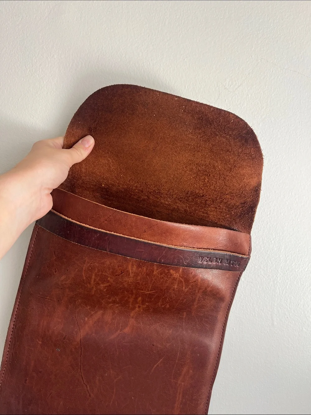 Brown Leather Laptop Sleeve - Welsh Mountain Brand